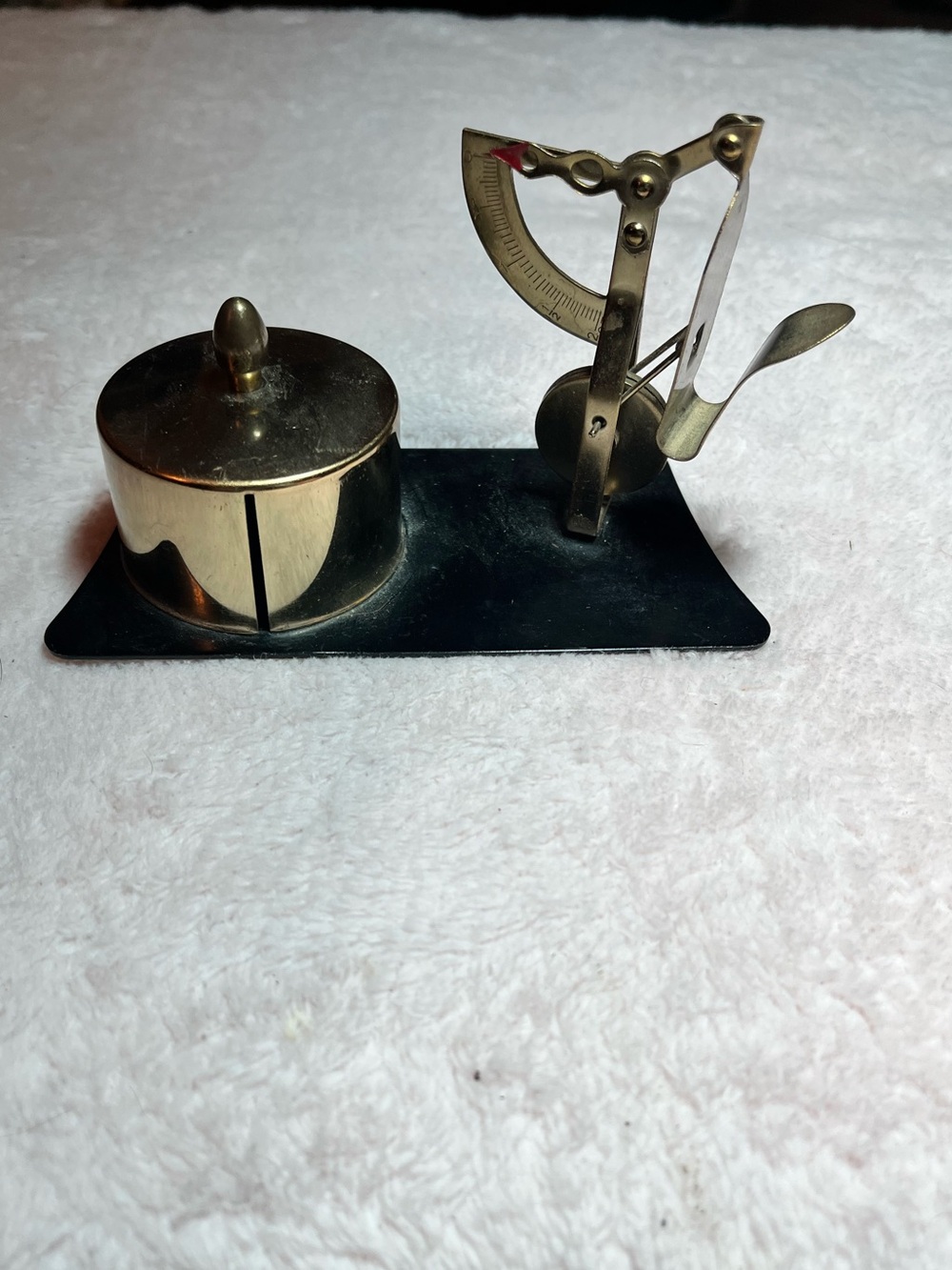Vintage Metal Postal Letter Scale with Postage Stamp Roll Holder Dispenser Japan